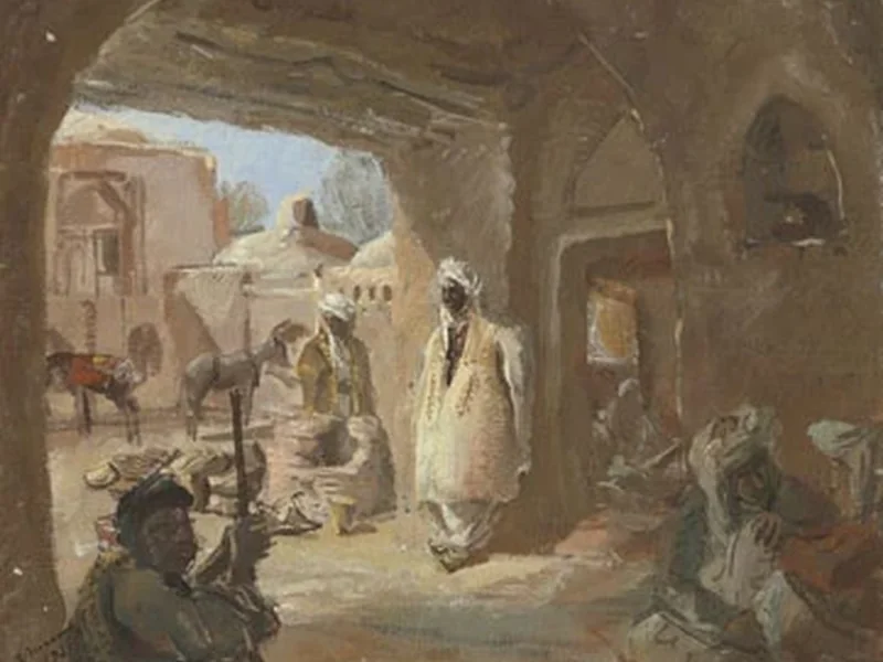 1887-Aleksandr Yakovlev - Caravanserai in Afghanistan